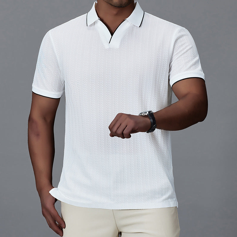 Men's Short-sleeved Polo Shirt Casual Ice Silk Thin T-shirt