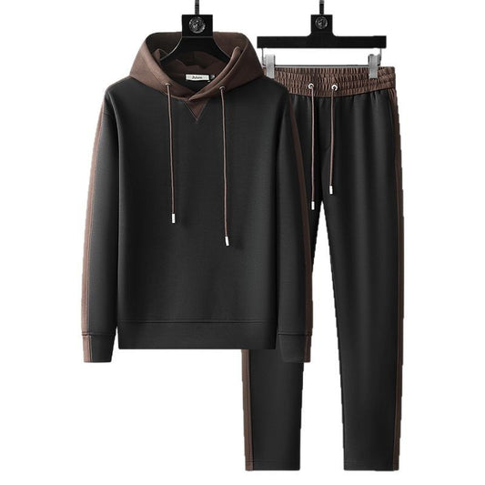 Men's Patchwork Hoodie Trousers Suit