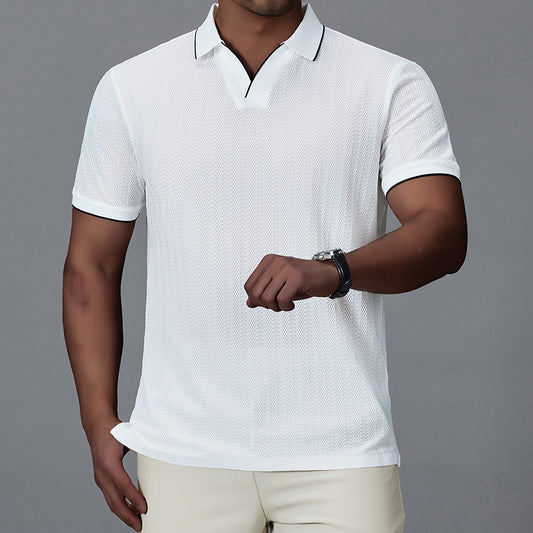 Men's Short-sleeved Polo Shirt Casual Ice Silk Thin T-shirt