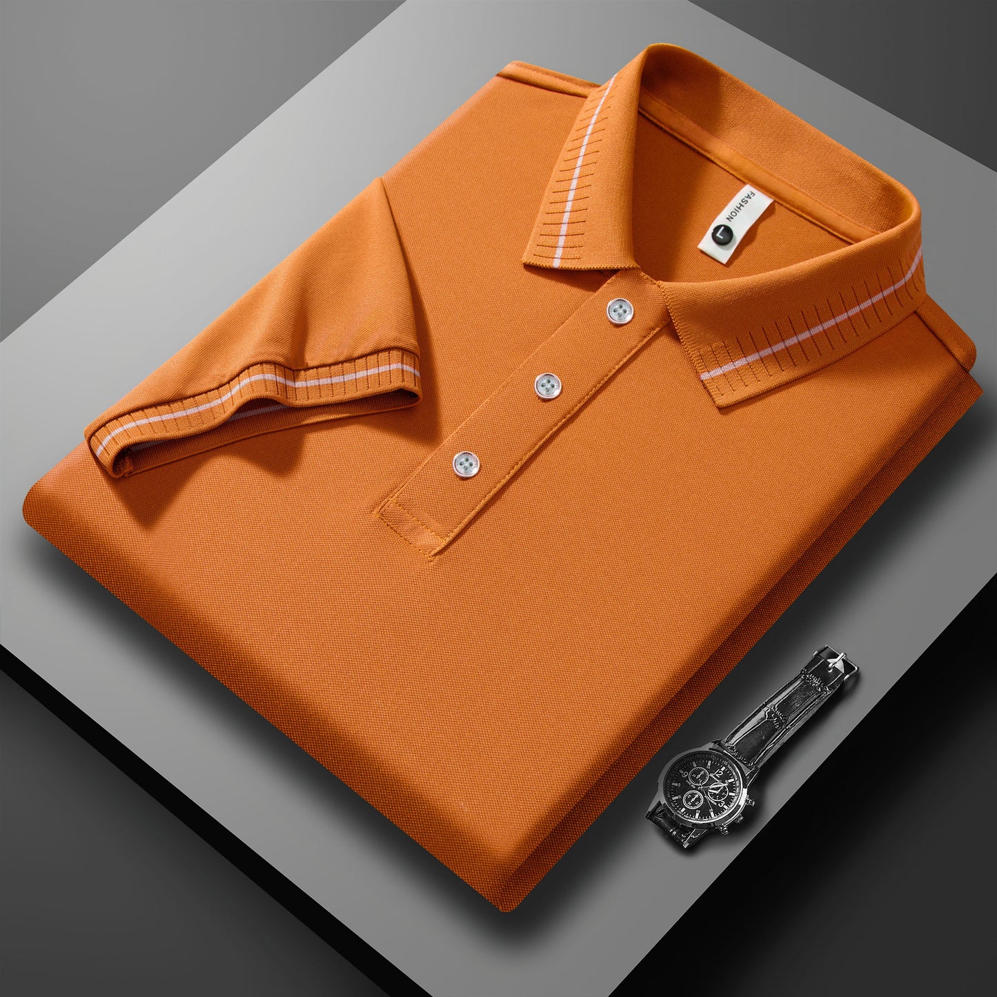 Business Lapel Breathable High-end European Size Casual Polo Shirt