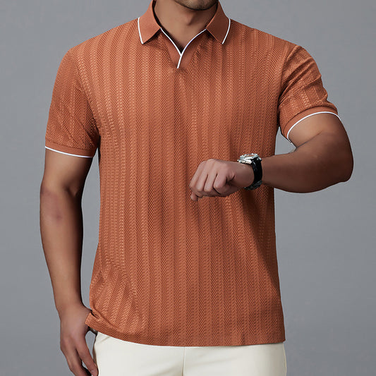 Men's Short-sleeved Polo Shirt Casual Ice Silk Thin T-shirt