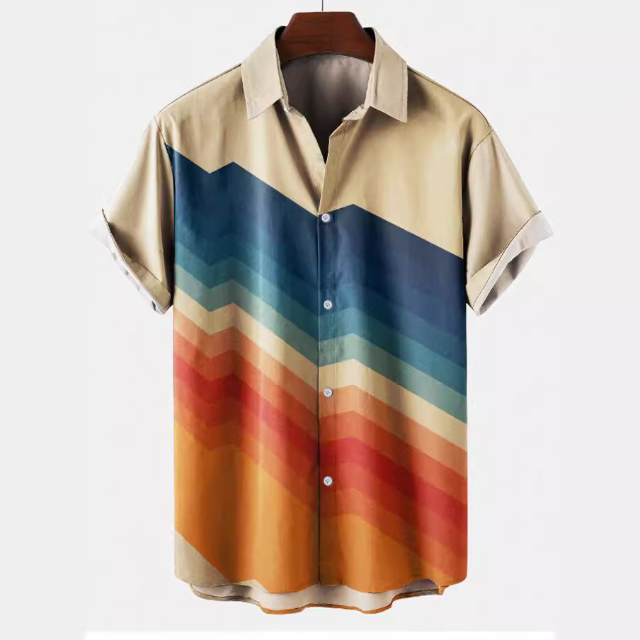 Summer New Plus Size Casual 3D Digital Printing Men's Shirt