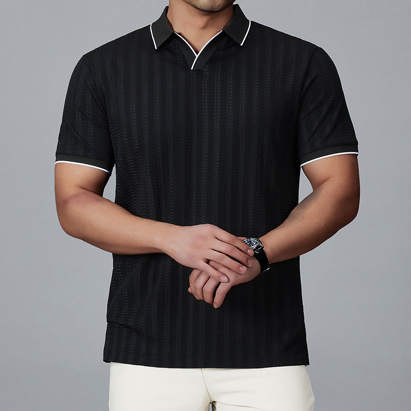 Men's Short-sleeved Polo Shirt Casual Ice Silk Thin T-shirt