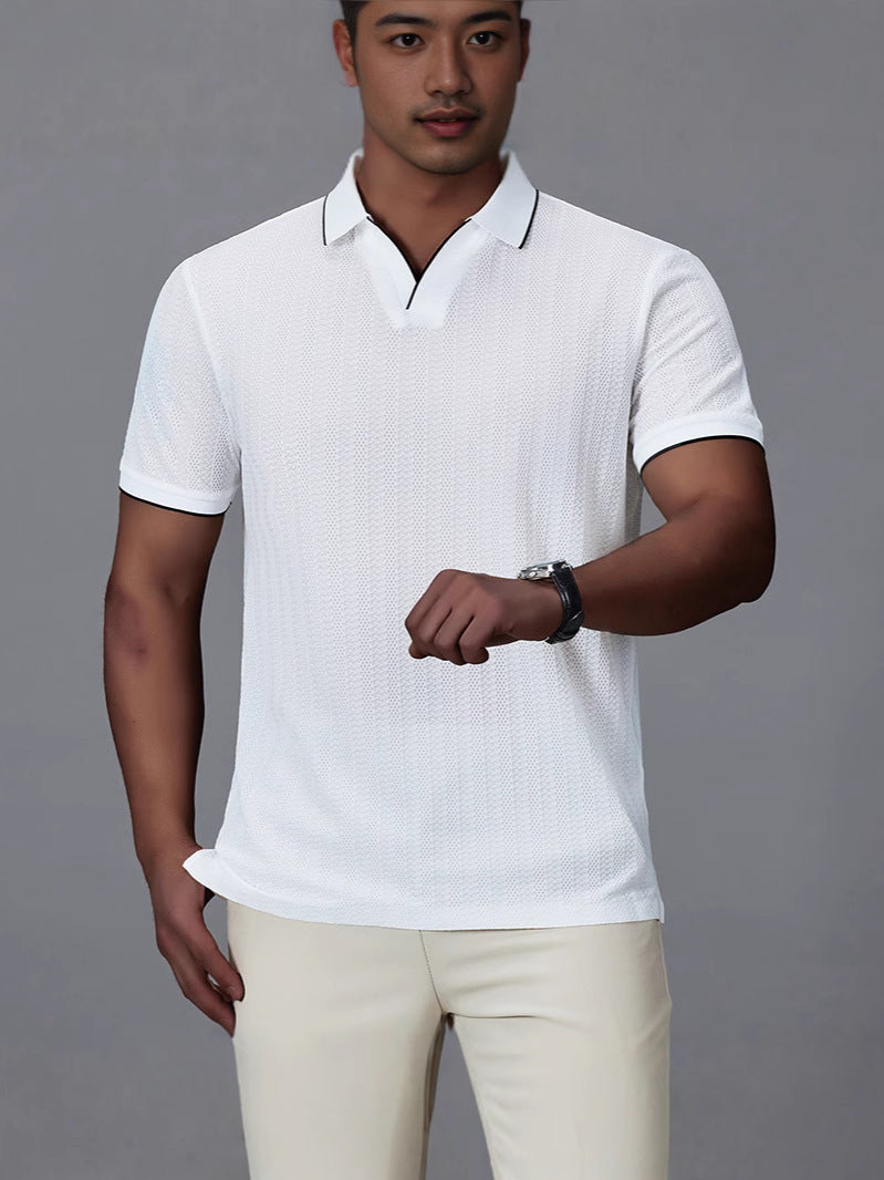Men's Short-sleeved Polo Shirt Casual Ice Silk Thin T-shirt