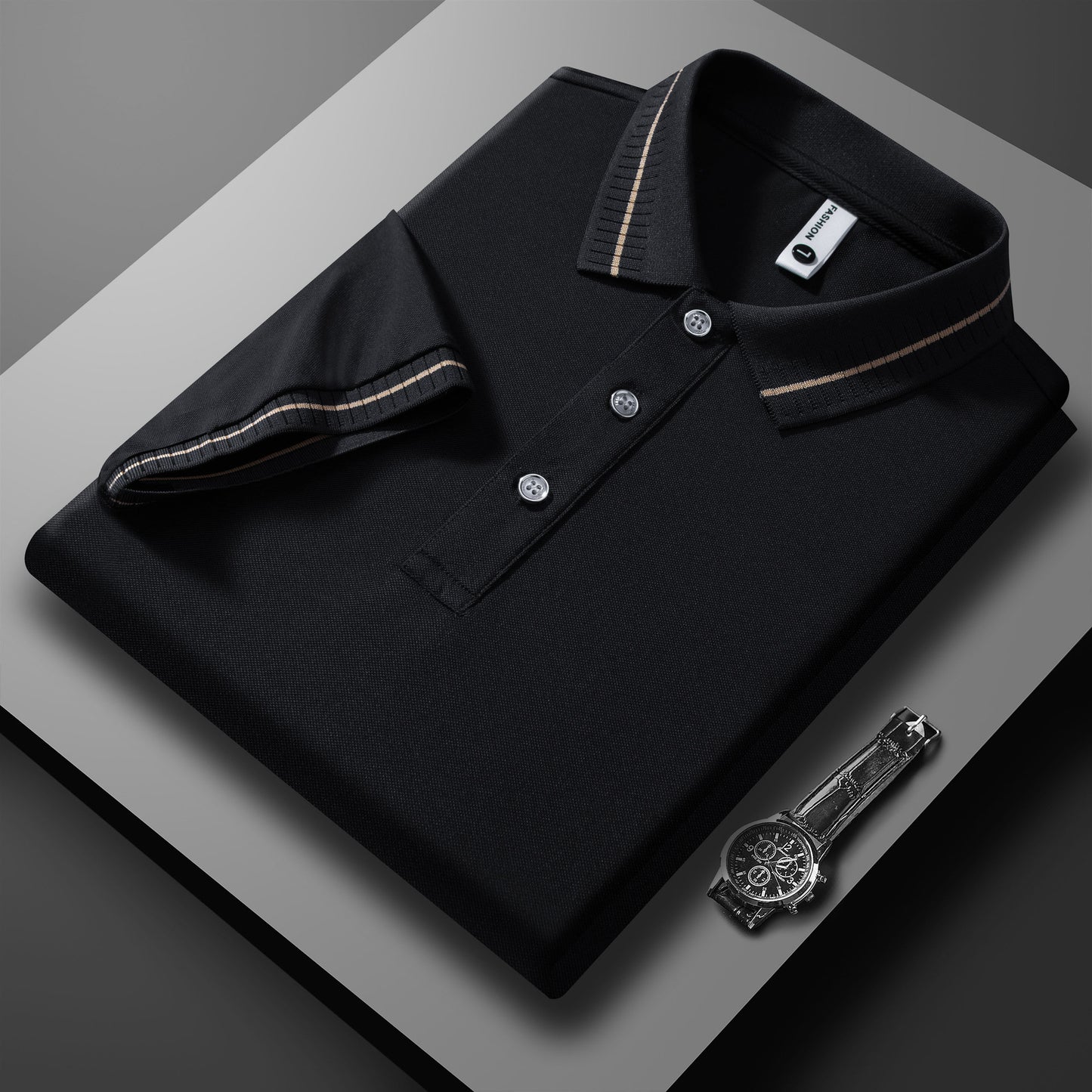 Business Lapel Breathable High-end European Size Casual Polo Shirt