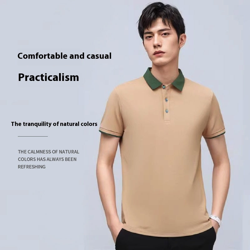 Contrast Color Lapels Polo Shirt
